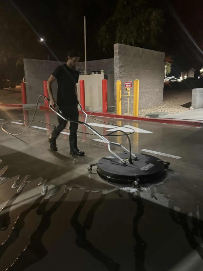 AZ Power Clean technician performing commercial exterior cleaning on a Buckeye Arizona property